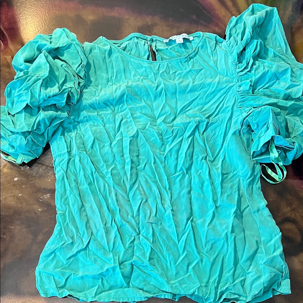 ANTONIO MELANI Aqua Puff Sleeve Blouse